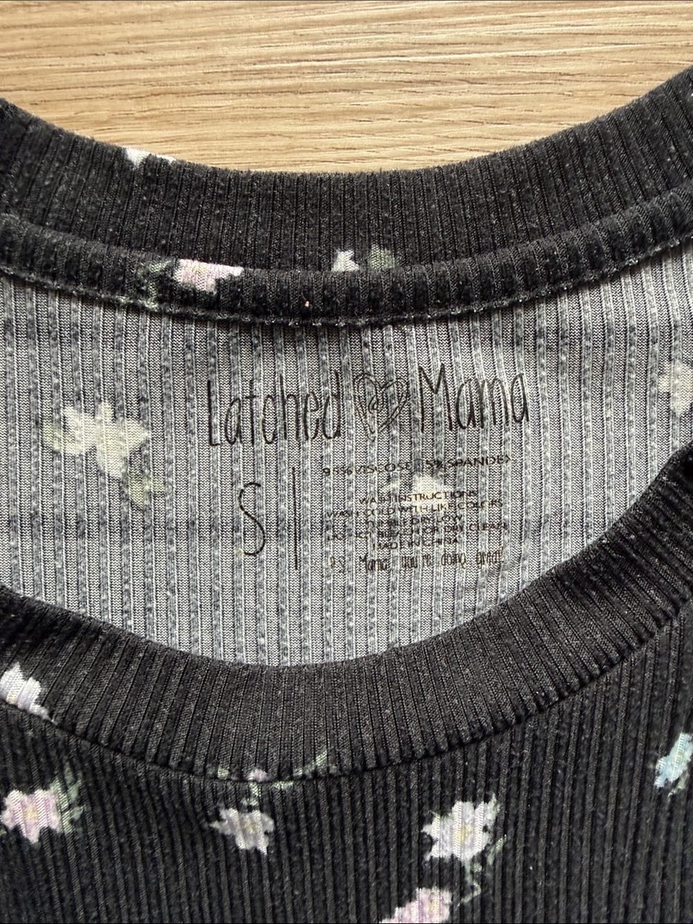 Latched Mama 3/4 Sleeve Babydoll Nursing Tee in Carbon Bouquet - Picture 3 of 8